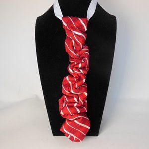 Woman's ruffled pendent tie, handcrafted necklace, unique handmade silk neckwear